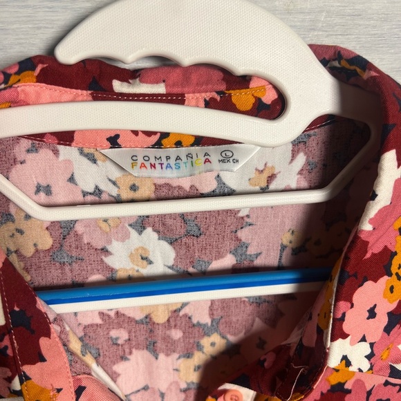 Boutique Fantastica Red Floral Marianne Marigold Collared Midi Dress Boho - Picture 9 of 10